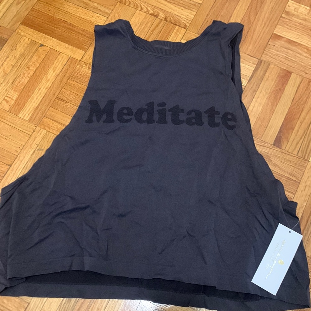 NWT dark grey spiritual gangster crop tank. Says Meditate.